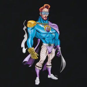 Men's Black Vinatge XXL Team Coco Conan O'Brien Superhero Cartoon T-Shirt